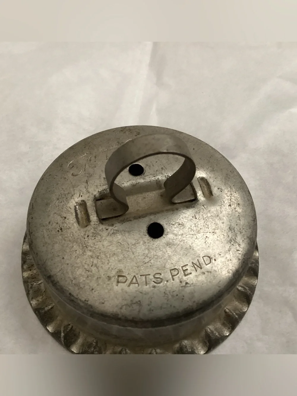Vintage 1933 TART KING metal biscuit , cookie, tart cutter with scalloped edge